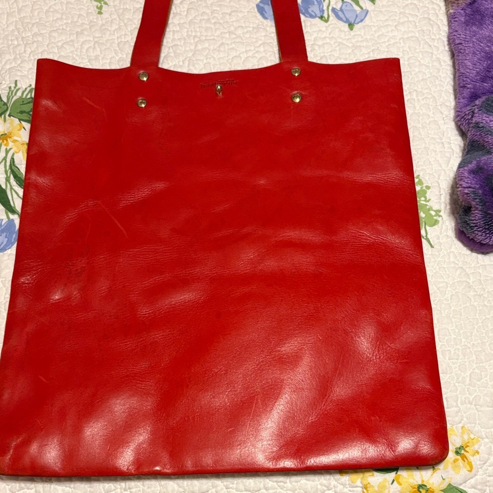 Swedish Hasbeens Vibrant Red Leather Tote